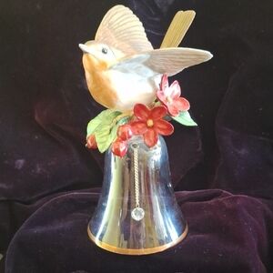 Franklin Mint European Robin Porcelain & Crystal 24K Gold wit